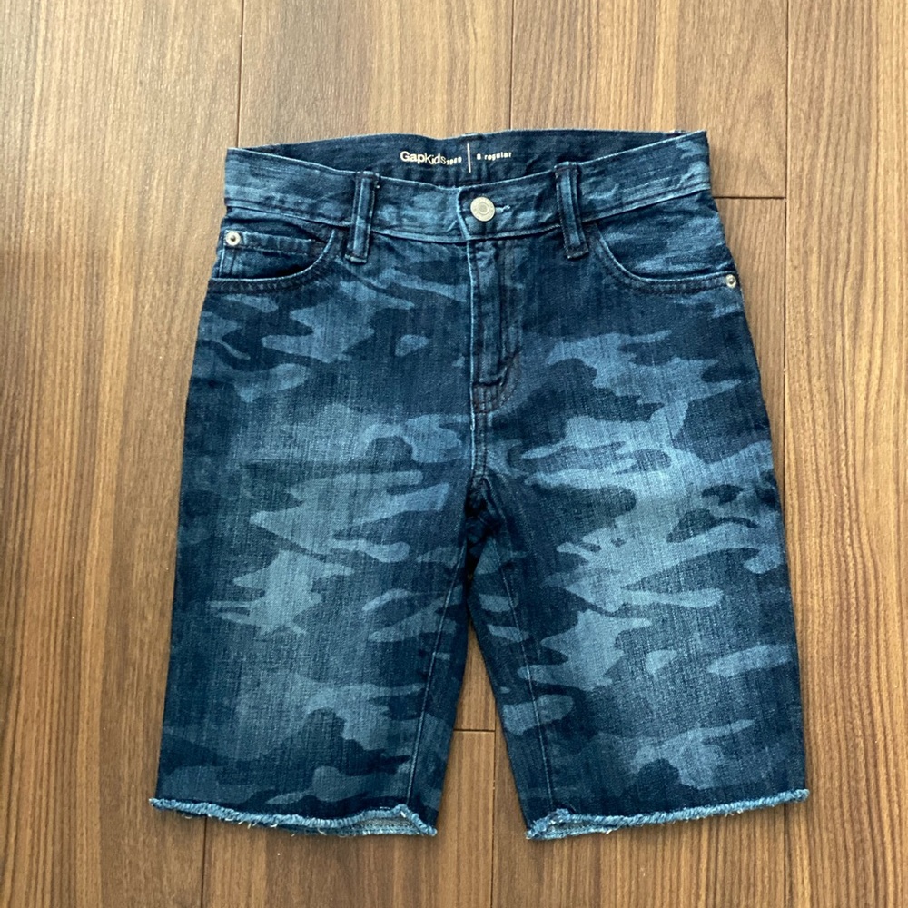 Gap Jean Camo Shorts with a Raw Edge Hem